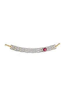 18kt Rose Gold Finish Diamond & Ruby Stone Necklace