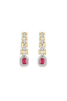 18kt Rose Gold Finish Diamond & Ruby Stone Earrings