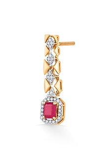 18kt Rose Gold Finish Diamond & Ruby Stone Earrings