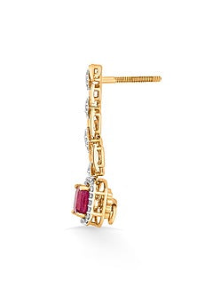 18kt Rose Gold Finish Diamond & Ruby Stone Earrings