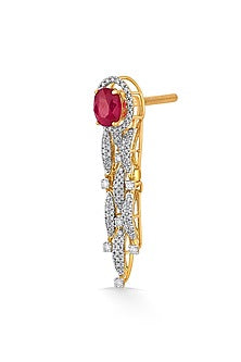 18kt Yellow Gold Finish Diamond & Ruby Stone Earrings