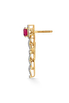 18kt Yellow Gold Finish Diamond & Ruby Stone Earrings