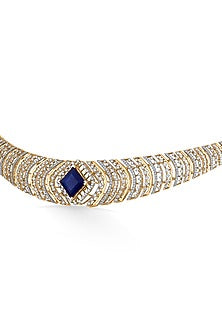 18kt Yellow Gold Finish Diamond & Ruby Stone Necklace