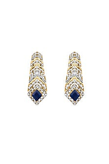 18kt Yellow Gold Finish Diamond & Ruby Stone Earrings