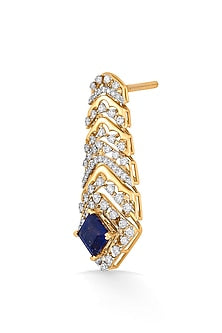 18kt Yellow Gold Finish Diamond & Ruby Stone Earrings