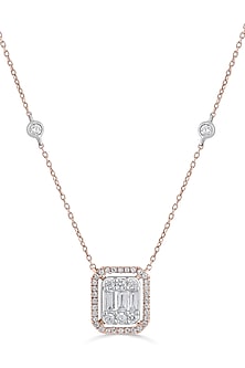 14kt Rose Gold Finish Pendant Necklace With 44 Diamonds