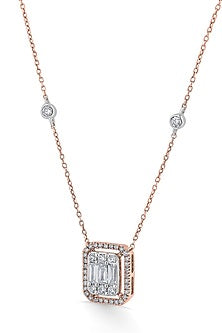14kt Rose Gold Finish Pendant Necklace With 44 Diamonds