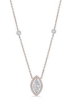 14kt Rose Gold Finish Pendant Necklace With 46 Diamonds