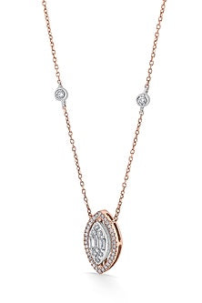 14kt Rose Gold Finish Pendant Necklace With 46 Diamonds