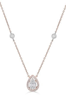14kt Rose Gold Finish Pendant Necklace With 40 Diamonds