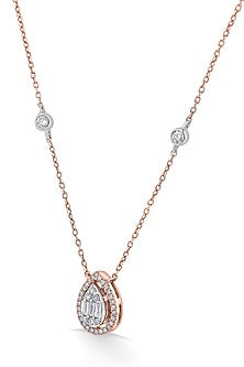 14kt Rose Gold Finish Pendant Necklace With 40 Diamonds