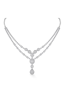 14kt White Gold Finish Pendant Necklace With 435 Diamonds