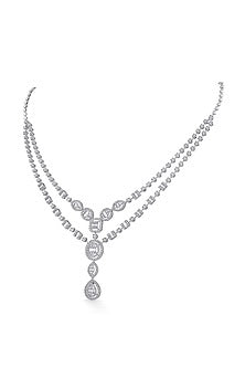 14kt White Gold Finish Pendant Necklace With 435 Diamonds