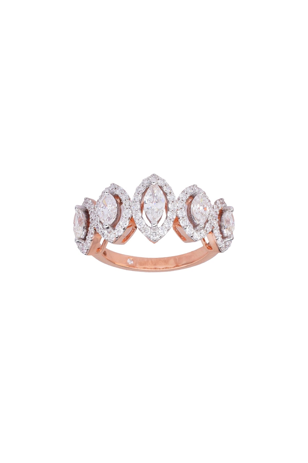 14kt White Finish Diamond Zen Pirlanta Ring