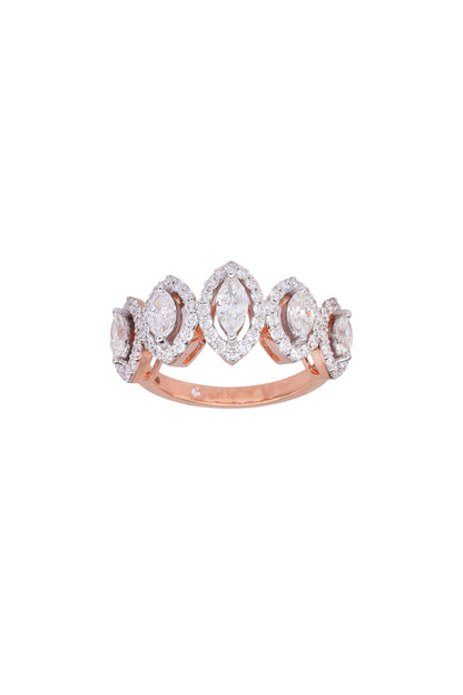 14kt White Finish Diamond Zen Pirlanta Ring