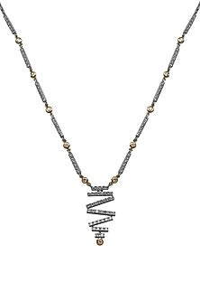 14kt White Finish Diamond Lariat Pendant Necklace