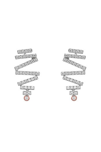 14kt Rose Gold Finish Diamond Lariat Stud Earrings