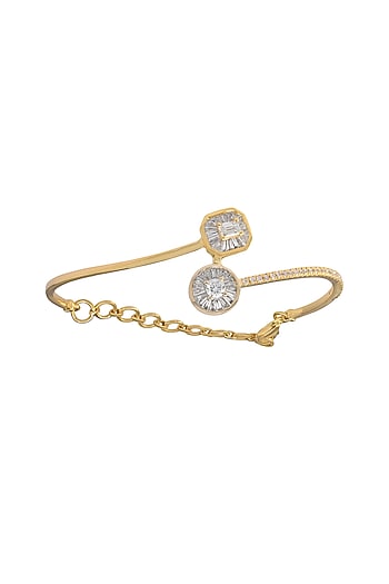 14kt Gold Finish Diamond Lariat Bracelet