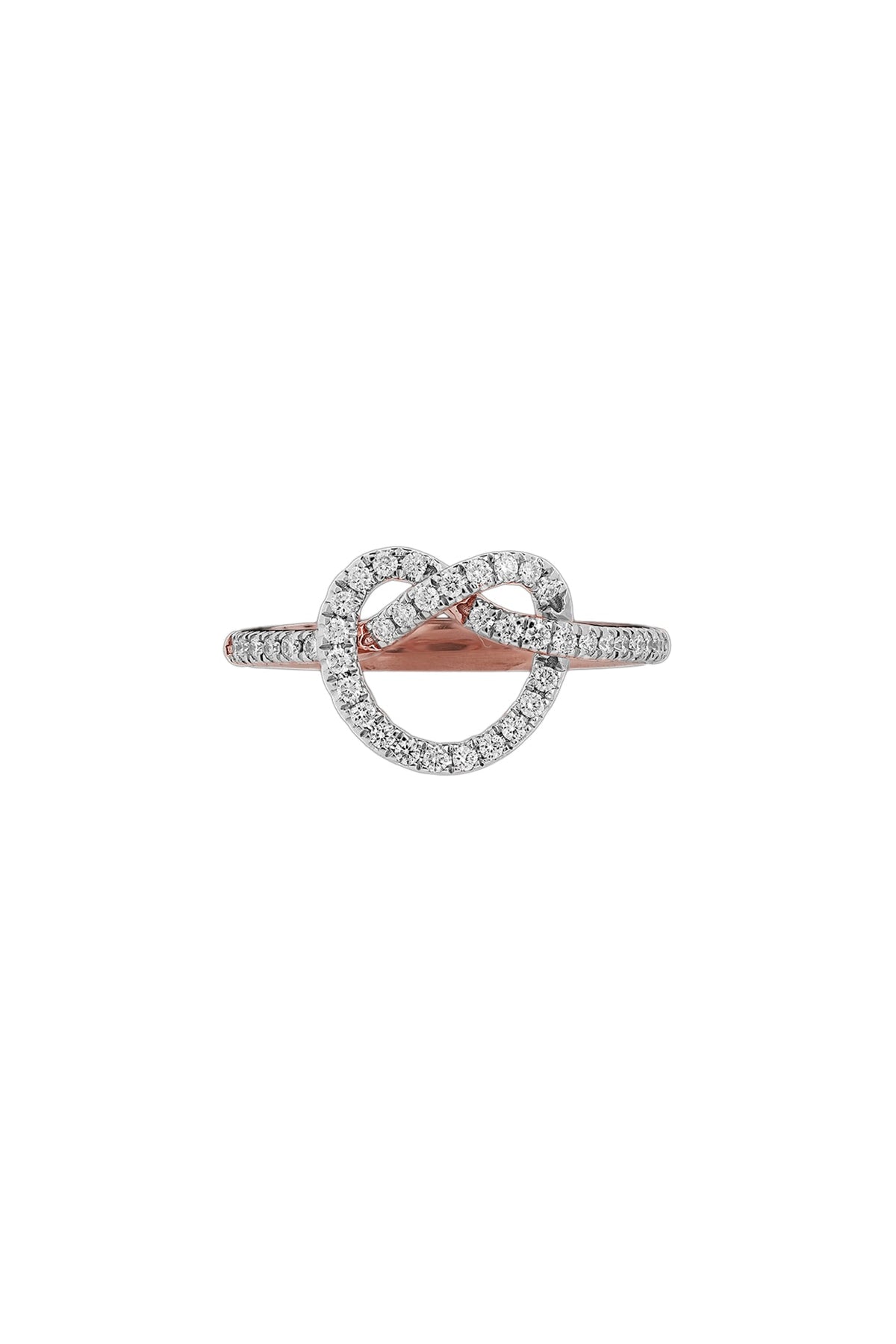 14kt Rose Gold Finish Diamond Love Knot Ring