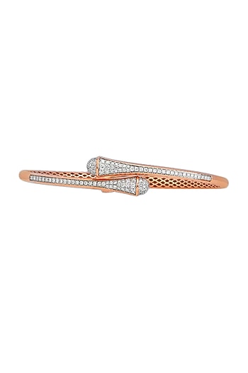 18kt Rose Gold Finish Diamond Oval Bangle