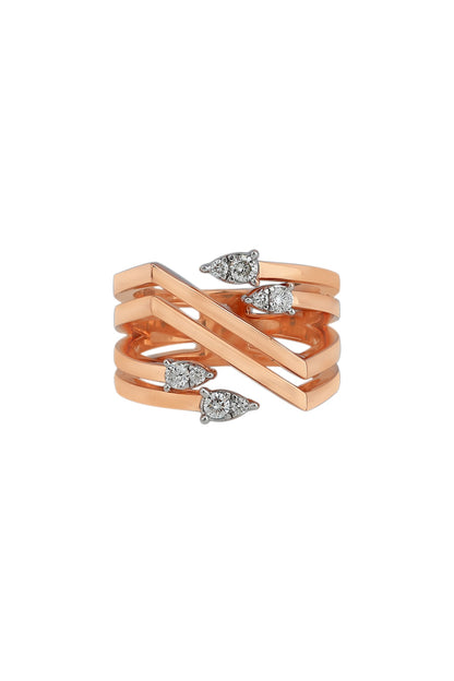 18kt Rose Gold Finish Diamond Ring