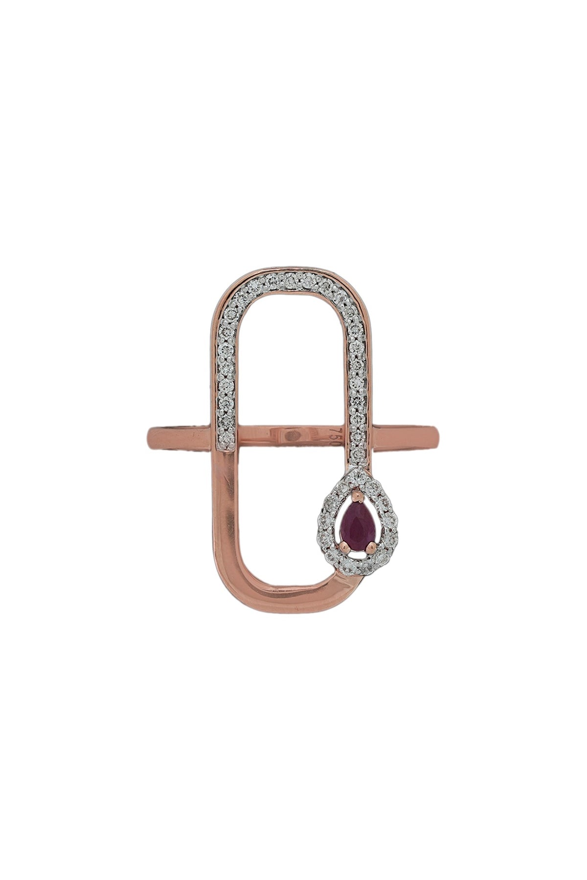 18kt Rose Gold Finish Diamond & Ruby Stone Ring