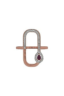 18kt Rose Gold Finish Diamond & Ruby Stone Ring