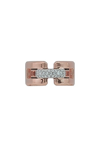 18kt Rose Gold Finish Diamond Cuban Connection Ring