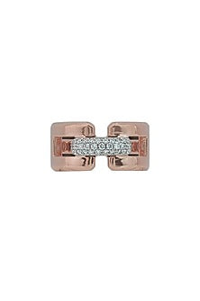 18kt Rose Gold Finish Diamond Cuban Connection Ring