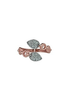 18kt Rose Gold Finish Diamond Cuban Connection Ring