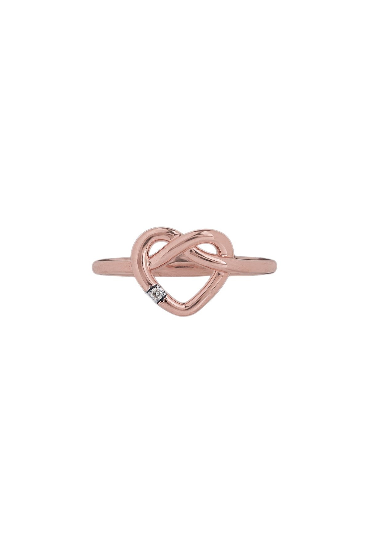 14kt Rose Gold Finish Diamond Love Knot Ring