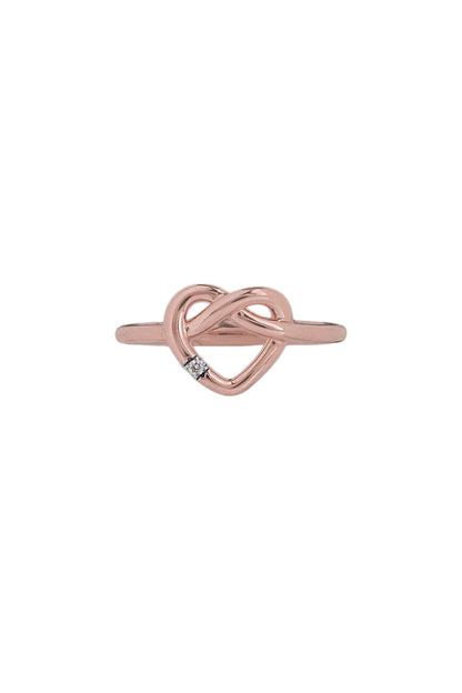 14kt Rose Gold Finish Diamond Love Knot Ring