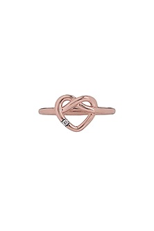 14kt Rose Gold Finish Diamond Love Knot Ring