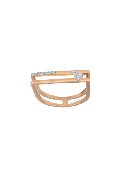 14kt Rose Gold Finish Diamond Seven-Up Ring