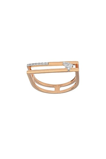 14kt Rose Gold Finish Diamond Seven-Up Ring