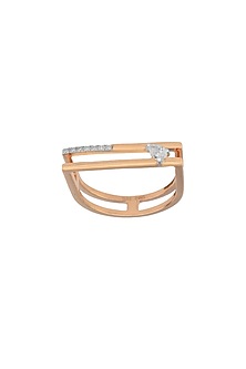 14kt Rose Gold Finish Diamond Seven-Up Ring