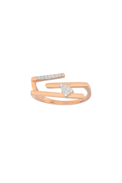 14kt Rose Gold Finish Diamond Seven-Up Ring