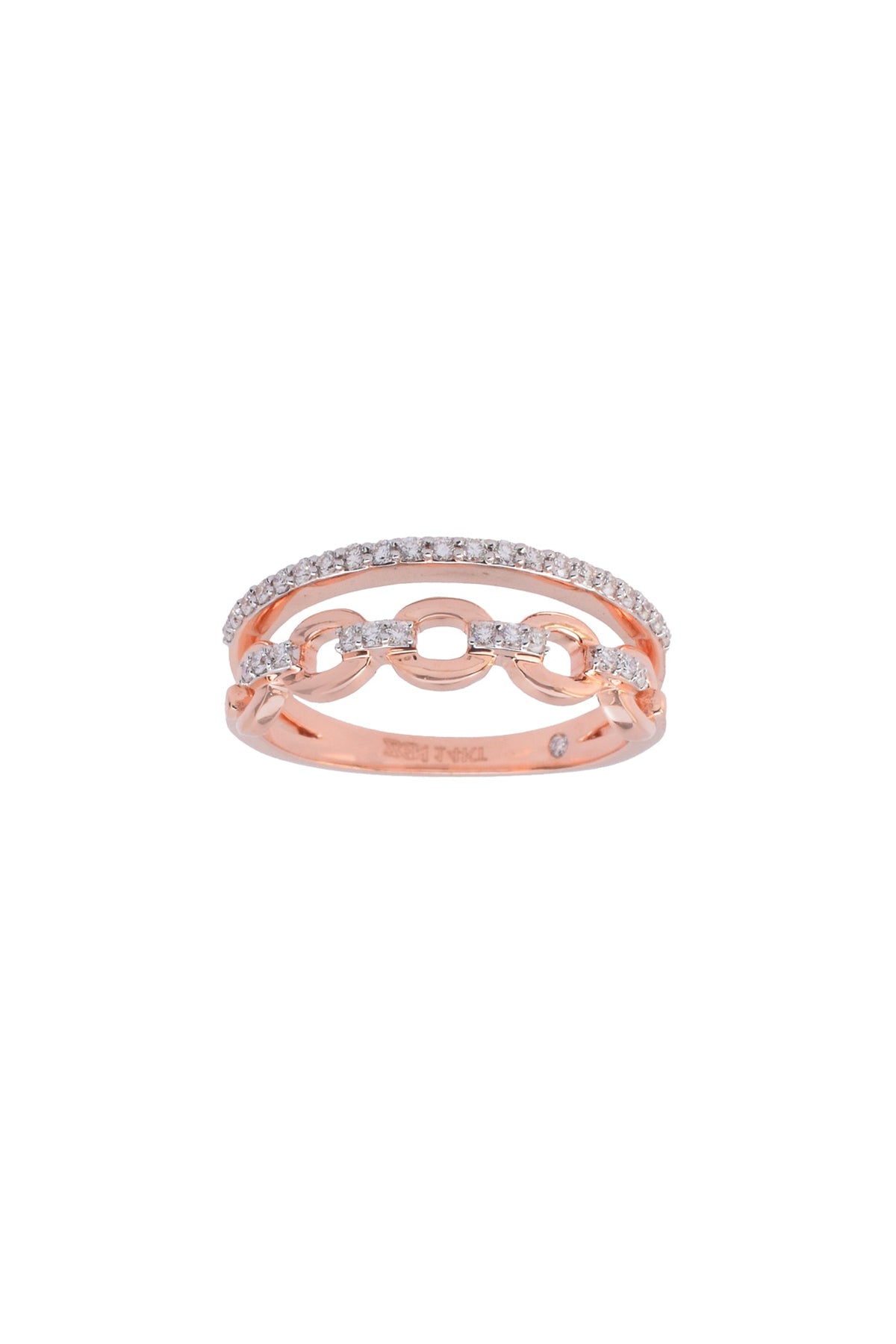 14kt Rose Gold Finish Diamond Cuban Connection Ring