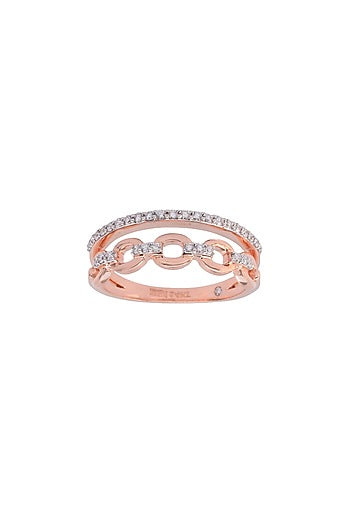 14kt Rose Gold Finish Diamond Cuban Connection Ring