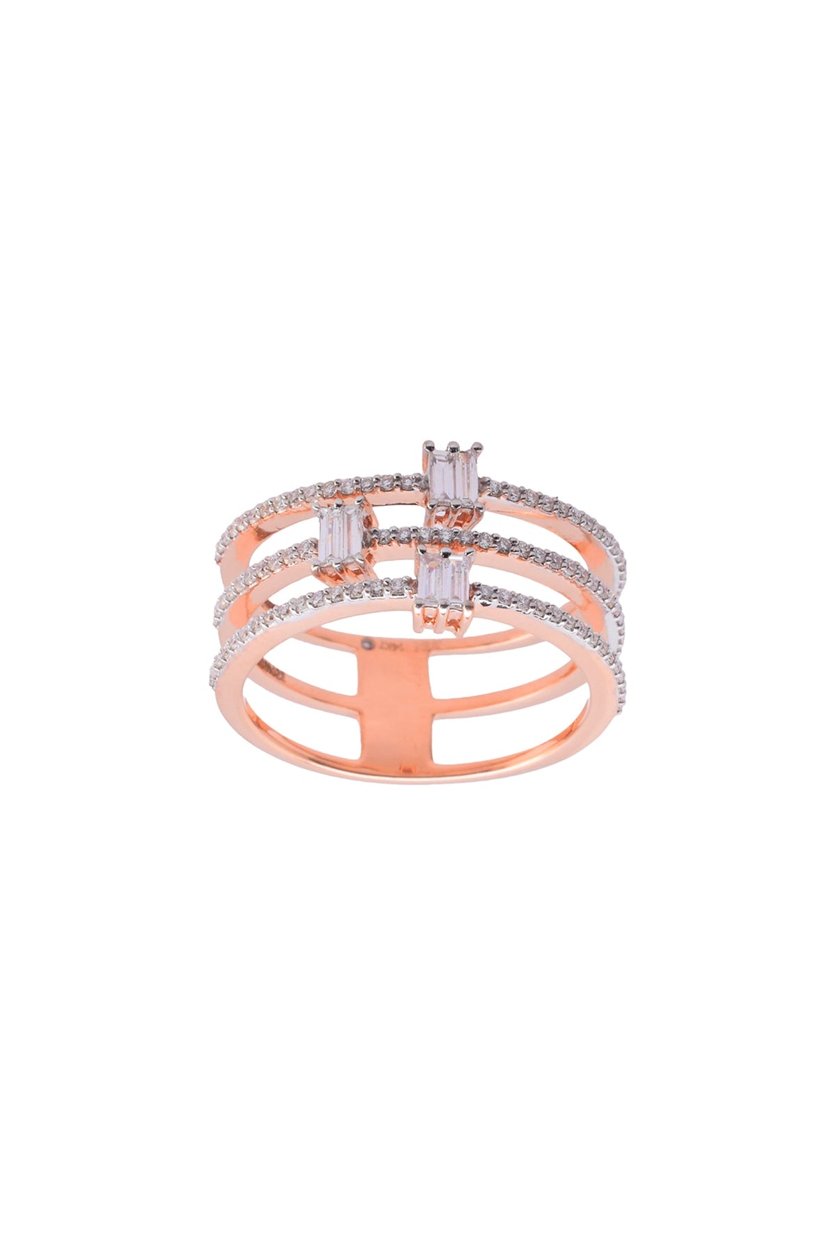 14kt Rose Gold Finish Diamond Ring