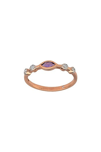 14kt Rose Gold Finish Diamond & Amethyst Ring