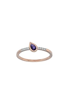 14kt Rose Gold Finish Diamond & Amethyst Ring