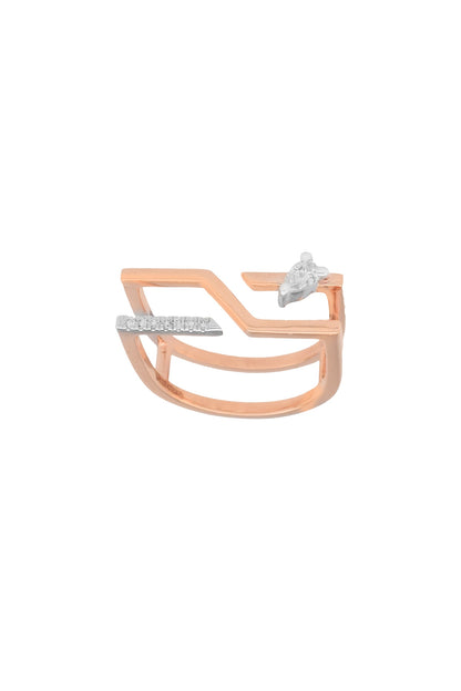 14kt Rose Gold Finish Diamond Ring