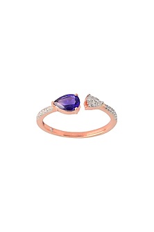 14kt Rose Gold Finish Diamond & Amethyst Ring