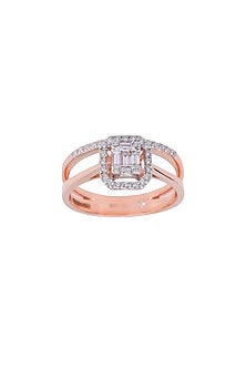 14kt Rose Gold Finish Diamond Ring