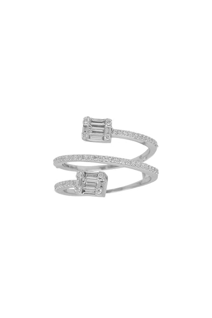 14kt White Finish Diamond Ring
