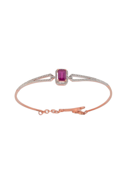 14kt Rose Gold Finish Ruby Oval Bangle