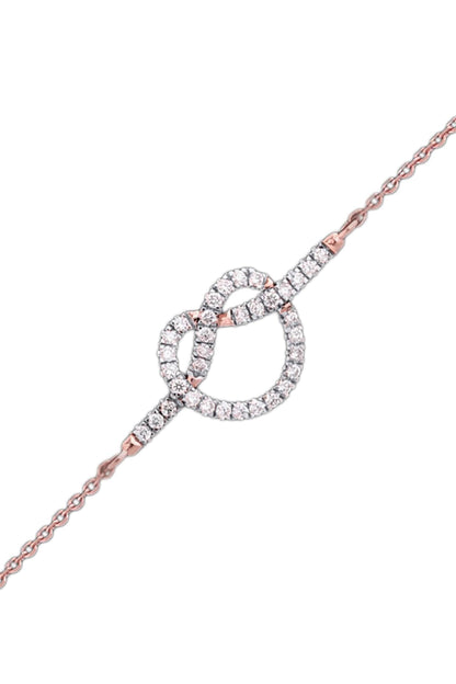 14kt Rose Gold Finish Diamond Love Knot Bracelet
