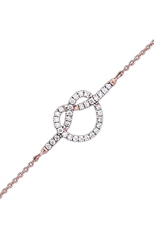 14kt Rose Gold Finish Diamond Love Knot Bracelet