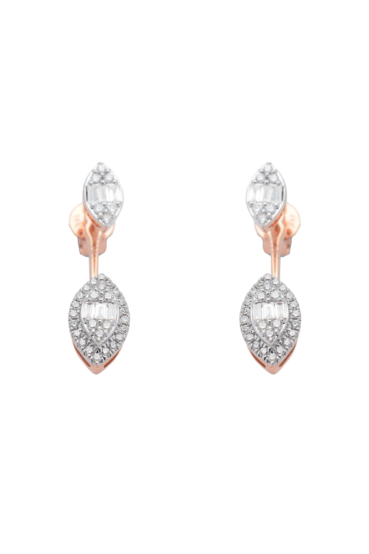 14kt Rose Gold Finish Diamond Earrings